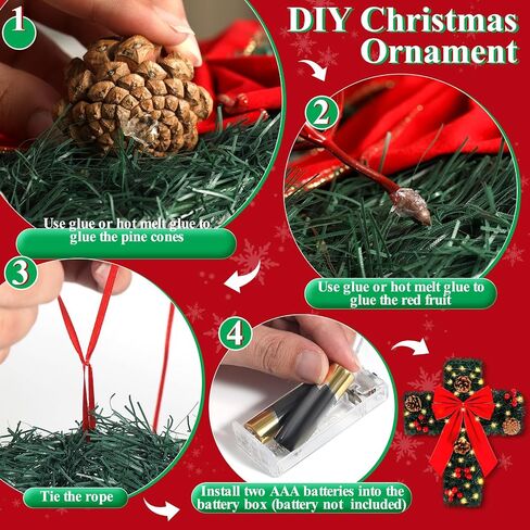 2 حزمة من زينة عيد الميلاد، أكاليل عيد الميلاد المتقاطعة مع الضوء، زخارف عيد الميلاد DIY لعطلة الشتاء وعيد الميلاد وحفلات رأس السنة وديكورات داخلية وخارجية (البطارية غير متضمنة) in Saudi Arabia