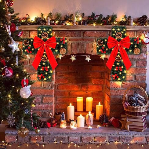 2 حزمة من زينة عيد الميلاد، أكاليل عيد الميلاد المتقاطعة مع الضوء، زخارف عيد الميلاد DIY لعطلة الشتاء وعيد الميلاد وحفلات رأس السنة وديكورات داخلية وخارجية (البطارية غير متضمنة) in Saudi Arabia