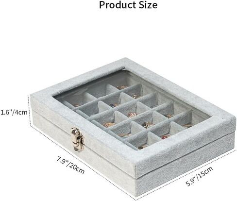 Earrings Organizer Jewelry Case Earrings Storage Tray Earrings Box Velvet Small Jewelry Box for Girls Women (Grey) in Saudi Arabia