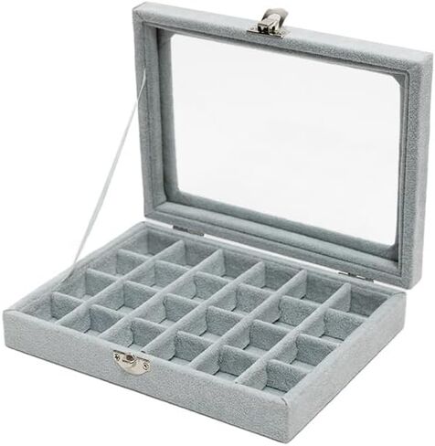 Earrings Organizer Jewelry Case Earrings Storage Tray Earrings Box Velvet Small Jewelry Box for Girls Women (Grey) in Saudi Arabia