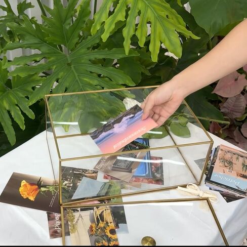 صندوق بغطاء زجاجي ذهبي عتيق من النحاس عالي الجودة مع غطاء قابل للرفع، منظم صندوق عرض المجوهرات، صندوق عرض تذكاري مزخرف (كبير جدًا) in Saudi Arabia