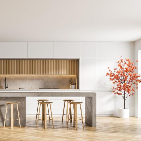 5ft Tall Artificial Autumn Eucalyptus Tree, Fake Plant with Basket, Silk Golden Silver Leaves, Indoor in Kuwait