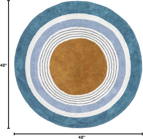nuLOOM Nydia Circular Kids Machine Washable Area Rug, 4' Round, Blue in Saudi Arabia