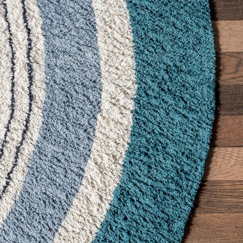 nuLOOM Nydia Circular Kids Machine Washable Area Rug, 4' Round, Blue in Saudi Arabia