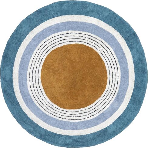 nuLOOM Nydia Circular Kids Machine Washable Area Rug, 4' Round, Blue in Saudi Arabia