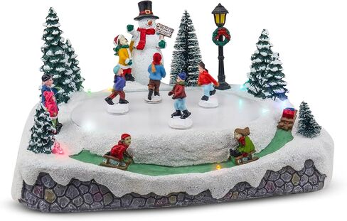 قرية الكريسماس، بركة التزلج، الرسوم المتحركة، قرية الثلج الموسيقية المضيئة، إضافة مثالية إلى ديكورات عيد الميلاد الداخلية وعروض العطلات in Kuwait