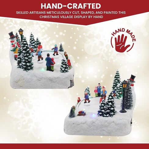 قرية الكريسماس، بركة التزلج، الرسوم المتحركة، قرية الثلج الموسيقية المضيئة، إضافة مثالية إلى ديكورات عيد الميلاد الداخلية وعروض العطلات in Kuwait
