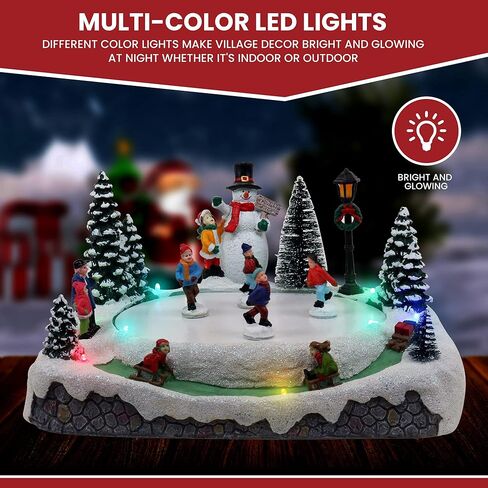 قرية الكريسماس، بركة التزلج، الرسوم المتحركة، قرية الثلج الموسيقية المضيئة، إضافة مثالية إلى ديكورات عيد الميلاد الداخلية وعروض العطلات in Kuwait