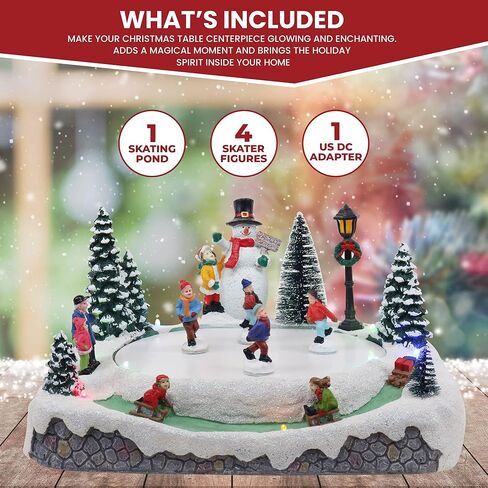 قرية الكريسماس، بركة التزلج، الرسوم المتحركة، قرية الثلج الموسيقية المضيئة، إضافة مثالية إلى ديكورات عيد الميلاد الداخلية وعروض العطلات in Kuwait