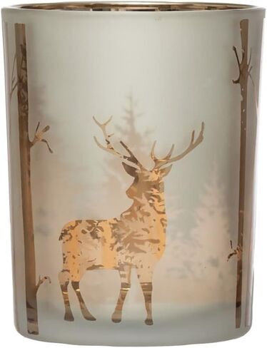 Mercury Glass Candle Holder with Laser Etched Scene, Silver Finish in Saudi Arabia