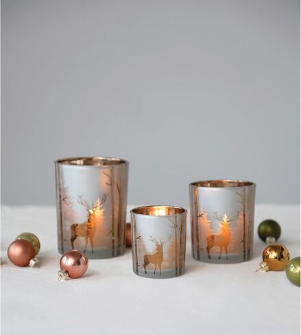 Mercury Glass Candle Holder with Laser Etched Scene, Silver Finish in Saudi Arabia
