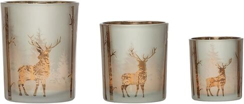 Mercury Glass Candle Holder with Laser Etched Scene, Silver Finish in Saudi Arabia