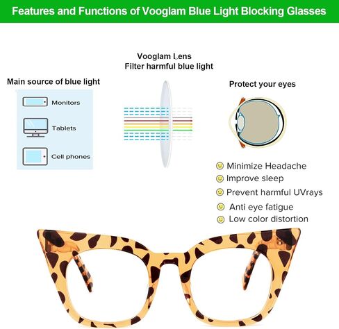 VOOGLAM Cateye Blue Light Glasses for Women Anti Eyestrain Dry Eyes Computer Phone TV Eyewear in Saudi Arabia