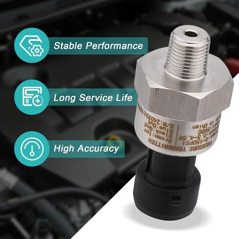 200 PSI Pressure Transducer Sender Sensor with 1/8" -27 NPT 316 Stainless Steel Thread and Harness Connector for Oil Fuel Air Water Pressure in Saudi Arabia