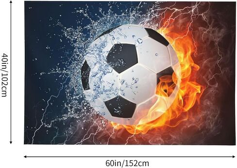 Gbuzozie Football Ball In Fire And Water Tapestry Soccer Sport Wall Hanging Decor For Bedroom Living Room Dorm 60x40 Inches in Saudi Arabia