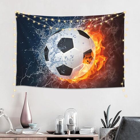 Gbuzozie Football Ball In Fire And Water Tapestry Soccer Sport Wall Hanging Decor For Bedroom Living Room Dorm 60x40 Inches in Saudi Arabia