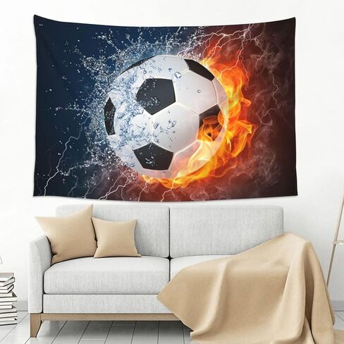 Gbuzozie Football Ball In Fire And Water Tapestry Soccer Sport Wall Hanging Decor For Bedroom Living Room Dorm 60x40 Inches in Saudi Arabia