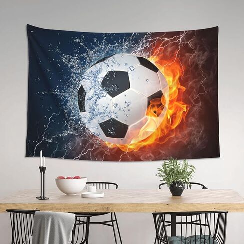 Gbuzozie Football Ball In Fire And Water Tapestry Soccer Sport Wall Hanging Decor For Bedroom Living Room Dorm 60x40 Inches in Saudi Arabia
