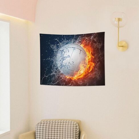 Gbuzozie Football Ball In Fire And Water Tapestry Soccer Sport Wall Hanging Decor For Bedroom Living Room Dorm 60x40 Inches in Saudi Arabia