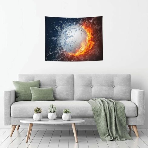 Gbuzozie Football Ball In Fire And Water Tapestry Soccer Sport Wall Hanging Decor For Bedroom Living Room Dorm 60x40 Inches in Saudi Arabia