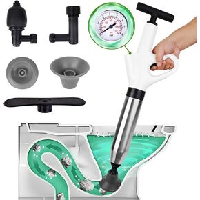 Toilet Plunger,Drain Clog Remover Tools,High-Pressure Air Drain Blaster Gun with Real-Time Barometer,Plumbing Tools,Snake Drain Clog Remover,Plungers for Toilet Floor,Sink,Bathroom,Kitchen Clogged
