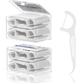 Holy Rose Dental Floss Case with 100 Floss Picks -2 Box 200 Count Flossers- Flat Line Design - Portable and Hygienic Oral Care Dispenser Set for Teeth and Gums - Dental Cleaning Tool.