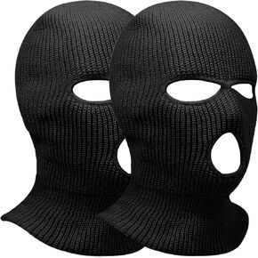 2pcs 3 Hole Winter Knitted Mask, Full Face Cover Ski Scarf Mask Warm Balaclava for Adult Skiing, Motorcycle,Wind Protection