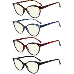Eyekepper 4-pack Reading Glasses Blue Light Blocking Women Cateye Readers +1.25
