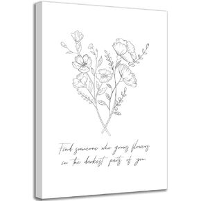Sun to Me Country Music Inspiration Canvas Wall Art Minimalism Black White Retro Flower Picture Wall Decor Lyric Poster Print Artwork for Bathroom Living Room Bedroom Office Home Decoration