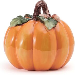 Fitz and Floyd Harvest Halloween Pumpkin Ceramic Figurine, 7.5 inch