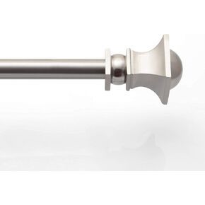 Deco Window 3/4 Inch Adjustable Silver Curtain Rod for Windows & Doors with Decorative Finials & Brackets Set - 72" to 144"