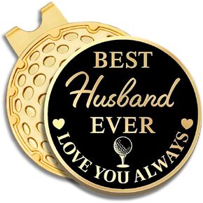 Best Husband Ever Black Gold Golf Ball Marker with Magnetic Hat Clip, Funny Golf Gifts and Accessories for Men Dad Father Him Husband, Birthday Valentine's Day Gift for Golf Fan Golfer