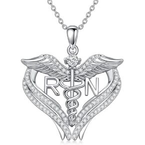 Nurse Gifts Stethoscope Heart Necklace 925 Sterling Silver Medicine Necklace Jewelry Birthday Graduation Gifts for Nurse Doctor Medical Student RN