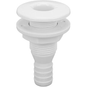Majatou 3/4in Thru Hull Fittings for Boats, ABS Plastic Hose Coupling Drain Outlet Accessory Boat Through Hull Connector, Thru Hull Outlet Livewell Kit for Boat (White)(Black)