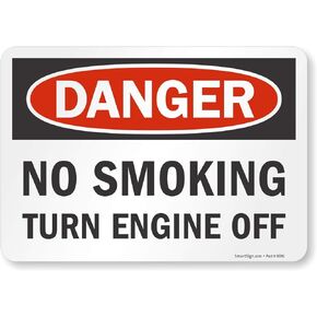 SmartSign "Danger - No Smoking, Turn Engine Off" Label | 7" x 10" Laminated Vinyl