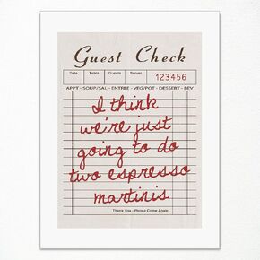 Guest Check Canvas Wall Art, Chef Was Cute Would Eat Here Again Quotes Poster, Black Beige Poster, Funny Kitchen Wall Art, Typography Physical Print Poster, Dining Room Poster 12x16in Unframed