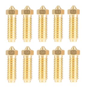 IdeaFormer 10Pcs Brass Kobra 3 Nozzles for Anycubic Kobra 3, Kobra 3 Combo, 3D Printer Nozzle Kit 5pcs 0.4mm+3pcs 0.6mm+2pcs 0.8mm Hotend Extruder Nozzle for Anycubic Kobra 3 Series