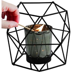 Dawhud Direct Geometric Tealight Candle Holder - 4 inches Geometrical Candle Holder - Tea Lights Candle Holder - Home Decor Accent for Wedding, Birthday, or Other Special Events, 3 Wick Candle Holder