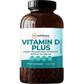 Reignite Wellness by JJ Virgin Vitamin D Plus - Relevant Serving of 5000 IU, Highly Absorbable Vitamin D + Vitamin K1 & K2 - GG Supplement for Immune Health - Bone and Heart Supplement (60 Softgels)