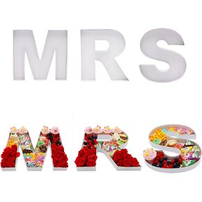 15inch Large MRS Cardboard Letters Fillable for Charcuterie Board Food Tray, Engagement Bride Shower Decorative Table Display