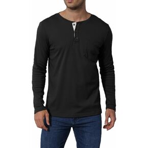 Naggoo Men's T-Shirts, Men's Henley Shirts, Men's Basic Long Sleeve Shirts with Pocket