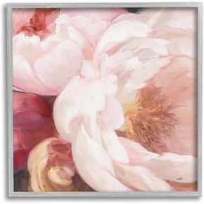 Stupell Industries Pink Peonies Cluster Soft Edge Flower Petal Painting Grey Framed Wall Art, 17 x 17