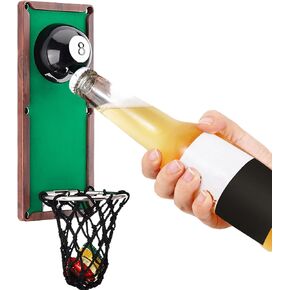 Gifts for Men Dad, Billiard Ball Beer Bottle Opener Wall Mounted with Catcher, Unique Beer Gifts for Men Him Boyfriend Grandpa Husband Uncle, Billiards Accessories Perfect for Billiards Room Decor