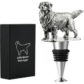 Golden Retriever Dog Wine Bottle Stopper, Golden Retriever Gifts with Gift Box, Wine Gifts Christmas Birthday Gifts for Women Men Dog Lovers, Wine Stopper for Wine Champagne Prosecco