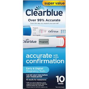 Clearblue Early Pregnancy Test Kit, at-Home Pregnancy Test Kit for Women, hCG Hormone Pregnancy Tests with Easy-to-Read Results, 10 Tests