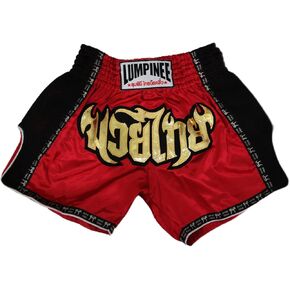 Retro Original Muay Thai Shorts for Kick Boxing Fight LUMRTO-010 (L, Red)