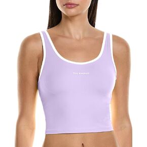 AngiMelo Workout Tops for Women Longline Sports Bra Support Crop Tank Scoop Neck Yoga Top Built in Bra Athletic Shirts