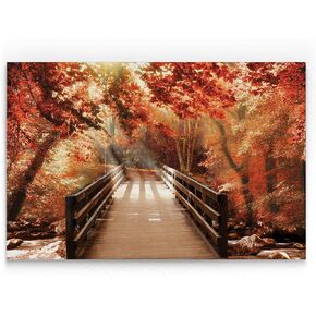 Wexford Home Autumn Bridge Gallery Wrapped Canvas Wall Art, 24X36,