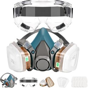 Half Face Respirator Mask with 6001 Filters - Paint Respirators for Chemical Against Gases Dust Organic Vapors Spray Sanding Welding 6200 Blue