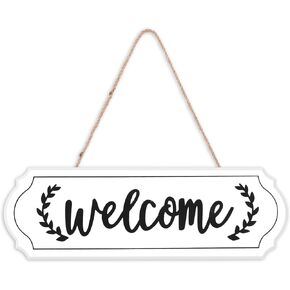 Wooden Welcome Sign for Front Door, Wall Hanging Welcome Sign, Small Door Sign for Farm House, White Welcome Front Door Sign for Coffee Shop Door Decoration Restaurant